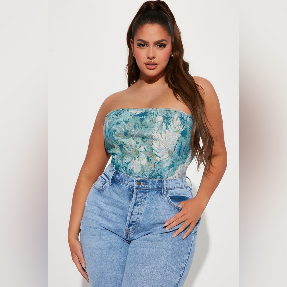 Floral Romance Corset Top - Turquoise